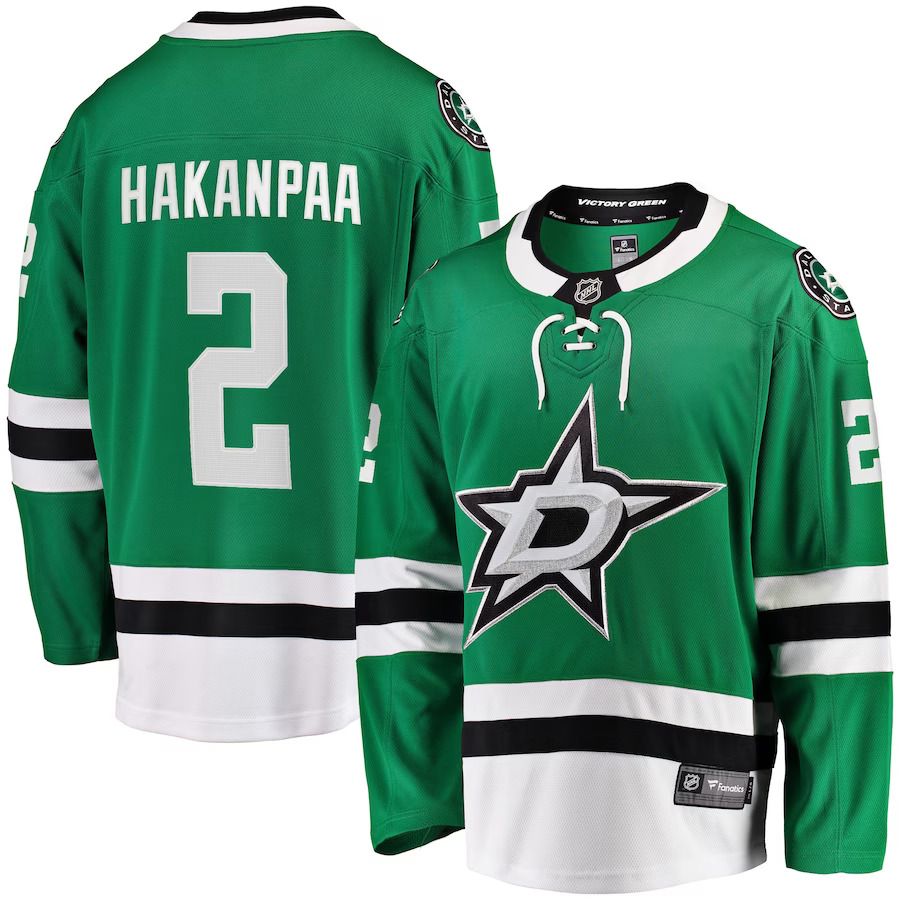 Men Dallas Stars 2 Jani Hakanpaa Fanatics Branded Kelly Green Home Breakaway Player NHL Jersey